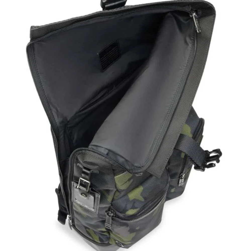 Rare Tumi Cypress Roll-Top Backpack in Avocado Camo, 35L Capacity